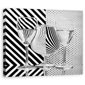 Tablou canvas - Puncte Si Dungi, Ochelari, Model, Dungi, Zebra, Alb-Negru, 60 x 75 cm