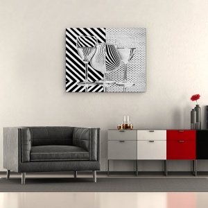Tablou canvas - Puncte Si Dungi, Ochelari, Model, Dungi, Zebra, Alb-Negru, 60 x 75 cm - Img 2