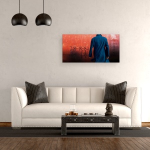 Tablou canvas - Puzzle, Numar, Rosu, Industrial, Haina, 50 x 100 cm - Img 2