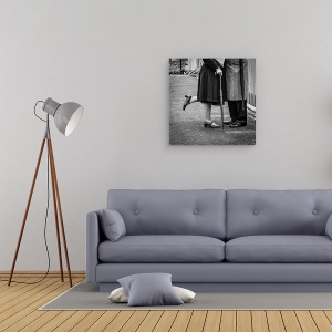 Tablou canvas - Ramas-Bun Prelungit, Alb-Negru, Vechi, Cuplu, Umbrela, Picior, 90 x 90 cm - Img 2