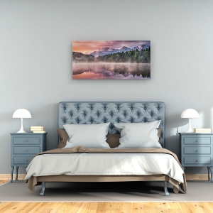 Tablou Canvas - Rasarit de soare, Alpi, Geroldsee, Lac, Reflectie, Apa, 50 x 100 cm - Img 3