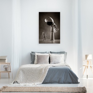 Tablou canvas - Refuzat, Mana, Sticla, Pahar De Vin, Alb-Negru, 60 x 90 cm - Img 3