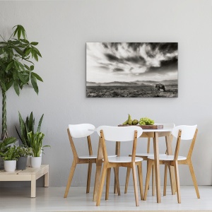 Tablou canvas - Regatul, Corbett, Habitat, Elefant, Salbatic, Alb-Negru, 50 x 80 cm - Img 4