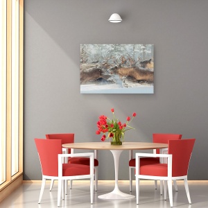 Tablou canvas - Reni, Animale, Iarna, 80 x 120 cm - Img 3