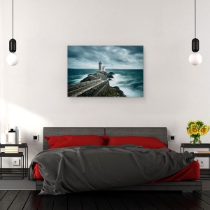 Tablou canvas - Rezistenta, Far, Mare, Stanca, Ocean, Nori, Franta, 80 x 120 cm - Img 3