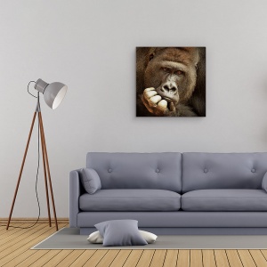 Tablou Canvas - Rostul Vietii ..., Gorila, Ganditor, Maimuta, 60 x 60 cm - Img 2