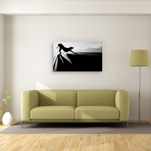 Tablou canvas - Salutul Soarelui, Alb-Negru, Umbra, Caine, Pet, 50 x 80 cm - Img 2