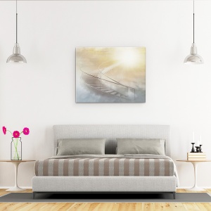 Tablou canvas - Scara Spre Rai, Textura, Soare, Raiul, Nori, 60 x 75 cm - Img 3