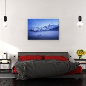 Tablou canvas - Seara de Iarna, Munte, Munti, Varfuri Inzapezite, Varfuri, Ceata, Abur, 40 x 60 cm - Img 3