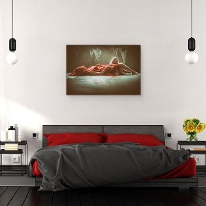 Tablou canvas - Senzual, Portret, Usor, Studio, Rosu, tesatura, 40 x 60 cm - Img 3