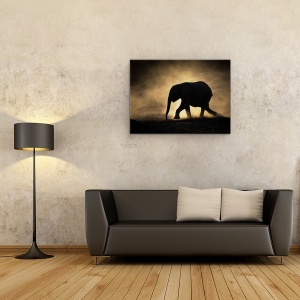 Tablou canvas - Silueta, Elefant, Praf, Africa, Animale, Natura, 75 x 100 cm - Img 2
