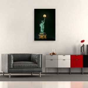 Tablou canvas - Statuia Libertatii, Luna Plina, Libertate, 40 x 60 cm - Img 2