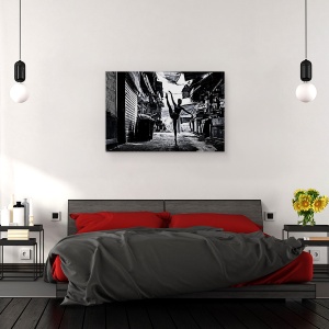Tablou canvas - Strada, Performanta, Alb-Negru, Alee, Balet, Balerina, 60 x 90 cm - Img 3