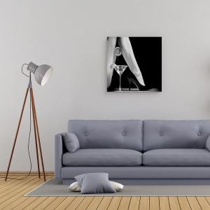 Tablou canvas - Strange, Picioare, Cocktail, Portocaliu, Lamaie, Bar, 90 x 90 cm - Img 2