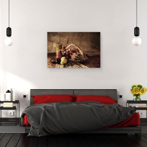Tablou canvas - Struguri, Cos, Pere, Prune, Masa, 60 x 90 cm - Img 3