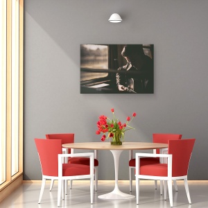 Tablou canvas - Sunetul Inimii Tale, Portret, Om, Pasager, Muzica, Chitara, 60 x 90 cm - Img 4