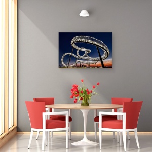 Tablou canvas - Tigru Si Broasca-Testoasa, Noapte, Curba, Oras, Arhitectura, Alb, 60 x 90 cm - Img 4