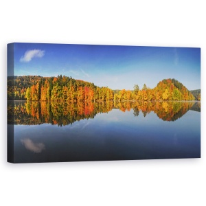 Tablou canvas - Toamna, Peisaj, Panorama, Reflectie, Oglinda, Padure, 50 x 100 cm