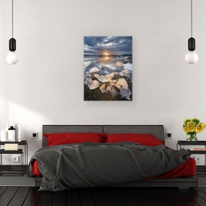 Tablou canvas - Transmisie, Jokulsarlon, Islanda, Apus De Soare, Soare, Ghetar, 60 x 80 cm - Img 3