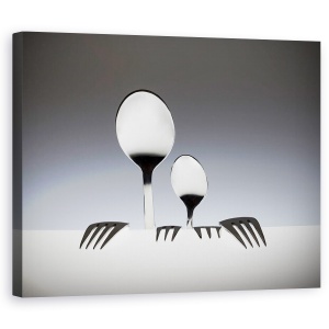 Tablou canvas - Tu Si Eu, Lingura, Tacamuri, Alimente, Restaurant, Dragoste, 60 x 75 cm