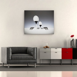 Tablou canvas - Tu Si Eu, Lingura, Tacamuri, Alimente, Restaurant, Dragoste, 60 x 75 cm - Img 2