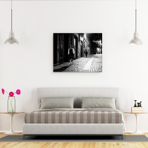 Tablou canvas - Uita-Te La Ei, Strada, Alb-Negru, Caine, Sezand, Telefon, 60 x 75 cm - Img 3
