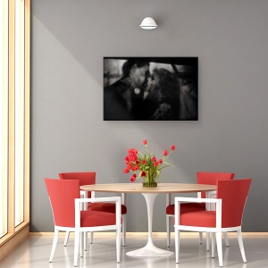 Tablou canvas - Umbre (Sarutul), Pasiune, Sarut, Fata, Romantic, 60 x 90 cm - Img 4