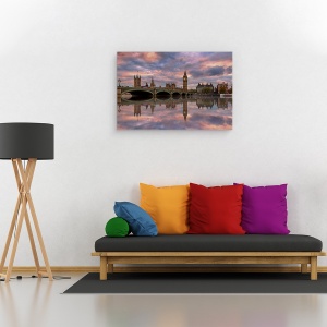 Tablou canvas - Un Apus Memorabil, Londra, Marea Britanie, Rau, Reflectie, 60 x 90 cm - Img 2