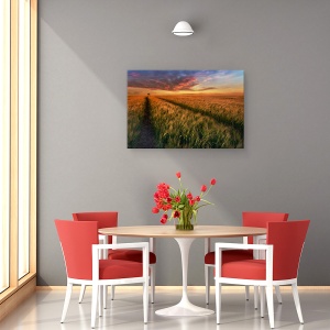 Tablou canvas - Undeva La Apus, Peisaj, Camp, Copac, Polonia, 40 x 60 cm - Img 4