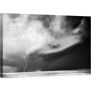 Tablou canvas - Urmarirea Furtunii, Tunet, Nor, Furtuna, Alb-Negru, 50 x 80 cm