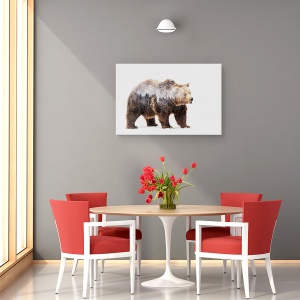 Tablou canvas - Urs, Padure, Ceata, Salbatic, Maro, 80 x 120 cm - Img 4