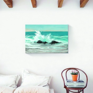 tablou decorativ peisaj oceanic pe canvas cu stâncă 60x90 cm
