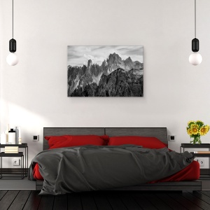 Tablou canvas - Varfurile, Munte, Varf, Creasta, Alb-Negru, Peisaj, 60 x 90 cm - Img 3