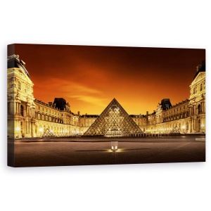 Tablou canvas - Vechi Si Nou, Luvru, Muzeu, Paris, Piramida, 50 x 100 cm