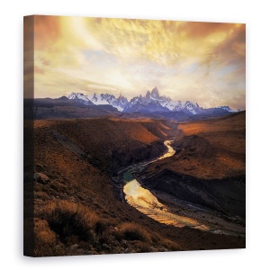 Tablou canvas - Vedere Din Defileu, Patagonia, Argentina, Munti, Trecatoare, Rau, 90 x 90 cm