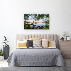 Tablou Canvas - Vedere La Lac, Peisaj, Copac, Jurnal, Frunze, Apa, 50 x 80 cm - Img 3