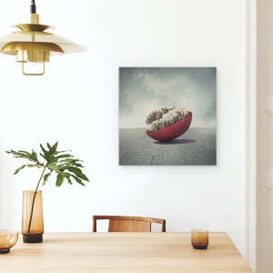 Tablou canvas - Viata Presupune Echilibru, Elefant, Castron, Greutate, 90 x 90 cm - Img 4