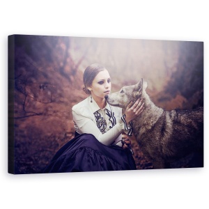 Tablou canvas - Vicontesa, Lup, Femeie, Padure, Stare De Spirit, Portret, 50 x 80 cm