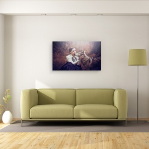 Tablou canvas - Vicontesa, Lup, Femeie, Padure, Stare De Spirit, Portret, 50 x 80 cm - Img 2