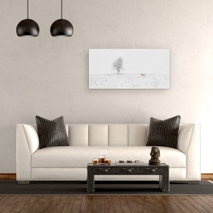 Tablou canvas - Vine Craciunul, Panorama, Caprioara, Cerb, Animale, 50 x 100 cm - Img 2