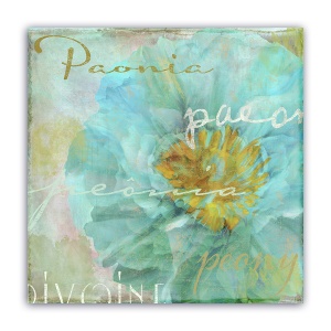 Tablou Canvas - Vintage, Floral, Bujori, Albastru, 60 x 60 cm