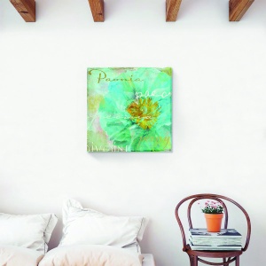 Tablou decorativ vintage pe canvas cu bujori albaștri 60x60 cm
