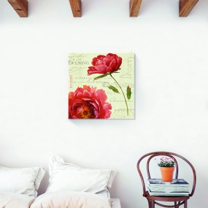 Tablou canvas vintage cu trandafir roșu 60x60 cm