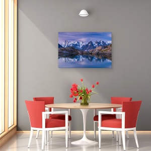 Tablou canvas - Visele Dinaintea Zorilor, Lac, Munti, Franta, Alpii, Chamonix, 60 x 90 cm - Img 3