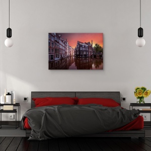 Tablou canvas - Zori de zi in Amsterdam, Orase si arhitectura, Canal, 80 x 120 cm - Img 3