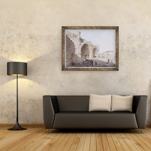 Tablou inramat - Abraham Louis Rudolph Ducros - Vedere in Forumul Roman Templul Pacii 1779, 60 x 80 cm - Img 2
