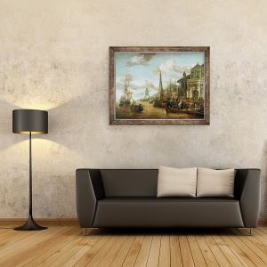 Tablou inramat - Abraham Storck - Portul Rodos, 60 x 80 cm - Img 2