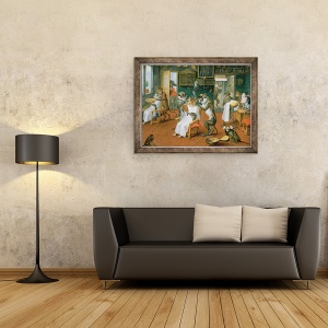 Tablou inramat - Abraham Teniers - Frizerie cu maimute si pisici, 60 x 80 cm - Img 2