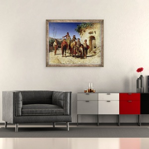 Tablou inramat - Achille Zo - O familie de tigani pe drum, 50 x 60 cm - Img 2