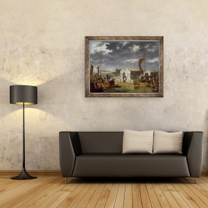 Tablou inramat - Adolphe Roehn - intalnire intre Napoleon Bonaparte 1769-1821 si Alexandru I 1777-1825 al Rusiei la Niemen, 25 iunie 1807, 60 x 80 cm - Img 2